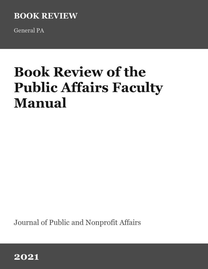 Cover card for Book Review of the Public Affairs Faculty Manual, a book review in Journal of Public and Nonprofit Affairs