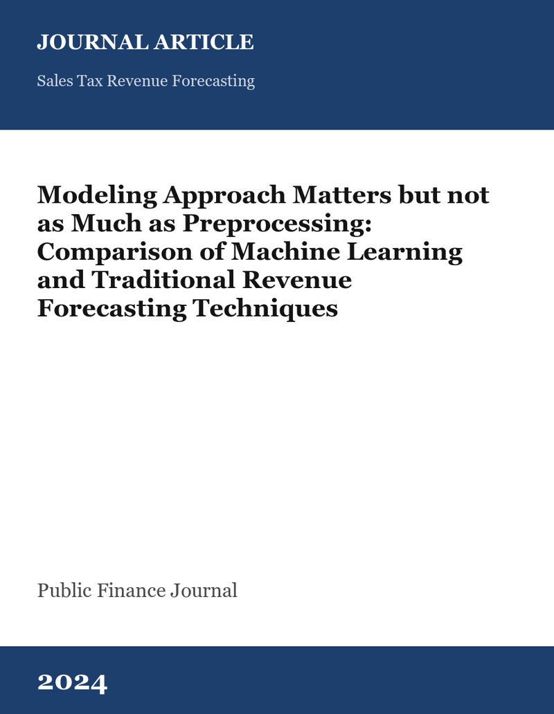 Cover card for Modeling Approach Matters but not as Much as Preprocessing: Comparison of Machine Learning and Traditional Revenue Forecasting Techniques, a journal article in Public Finance Journal