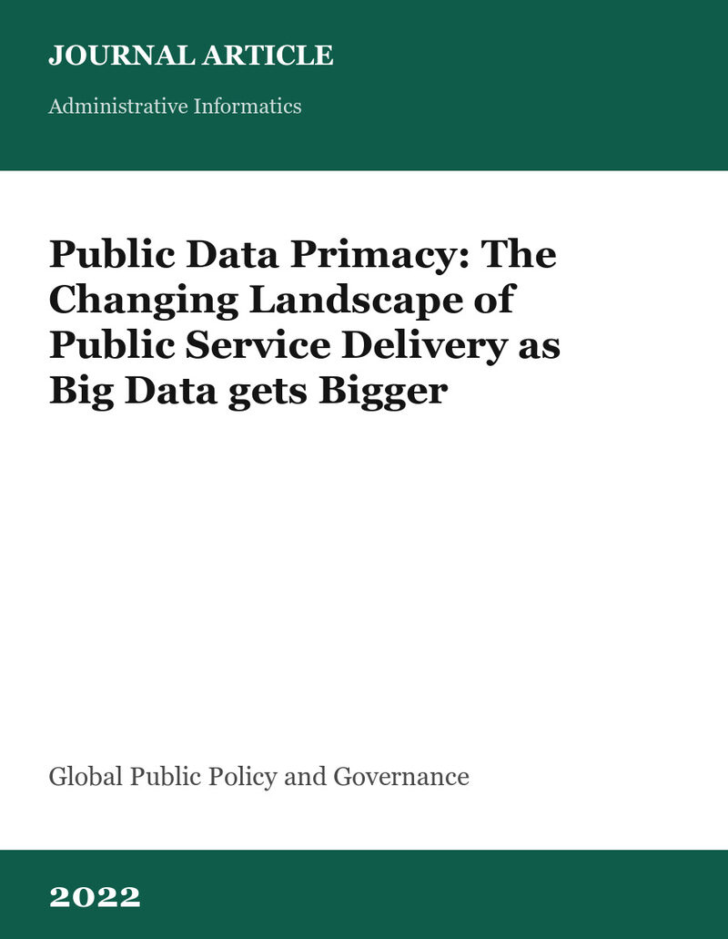 Cover card for Public Data Primacy: The Changing Landscape of Public Service Delivery as Big Data gets Bigger, a journal article in Global Public Policy and Governance
