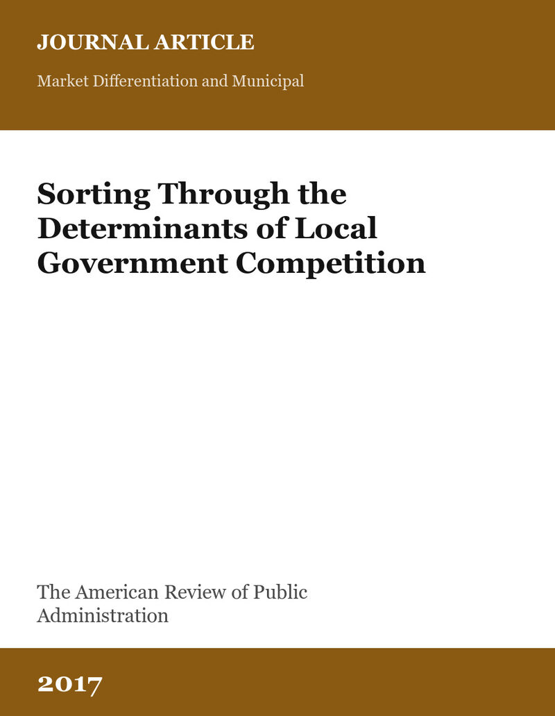 Cover card for Sorting Through the Determinants of Local Government Competition, a journal article in The American Review of Public Administration