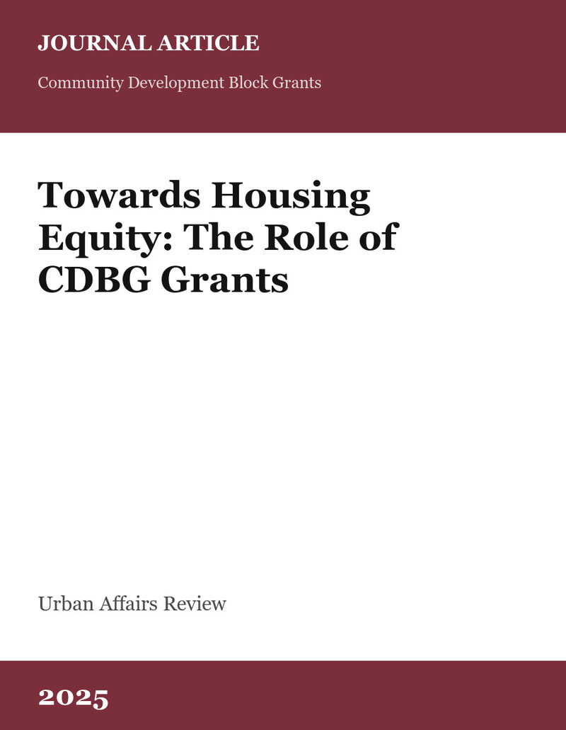 Cover card for Towards Housing Equity: The Role of CDBG Grants, a journal article in Urban Affairs Review